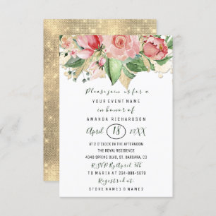 Invitation Fête des mariées Fleur Brunch Monnaie Roses Blush