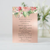 Invitation Fête des mariées Fleur Brunch Monnaie Roses rose p (Debout devant)