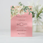 Invitation Fête des mariées Fleur Brunch Spark Gold Rose (Debout devant)