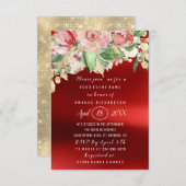 Invitation Fête des mariées Fleur Brunch Vert Or Marsala (Devant / Derrière)