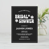 Invitation Fête des mariées Fleur de marguerite noir et blanc (Debout devant)