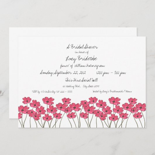 Invitation Fête des mariées Fleur fraîche (Devant / Derrière)