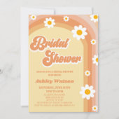 Invitation Fête des mariées Fleur Orange Retro Daisy (Devant)