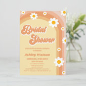 Invitation Fête des mariées Fleur Orange Retro Daisy (Debout devant)