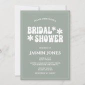 Invitation Fête des mariées Fleur Retro Sage Green Daisy (Devant)