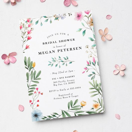 Invitation Fête des mariées fleur sauvage