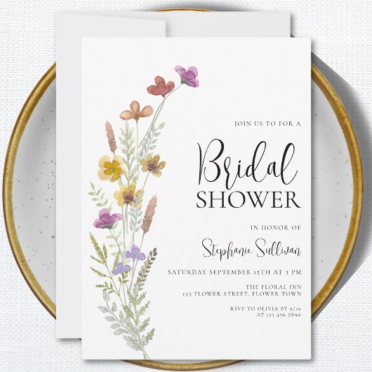 Invitation Fête des mariées fleur sauvage