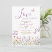 Invitation Fête des mariées fleur sauvage à papillon floral (Debout devant)