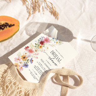 Invitation Fête des mariées fleur sauvage, Amour en fleur