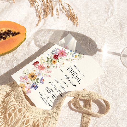 Invitation Fête des mariées fleur sauvage, Amour en fleur