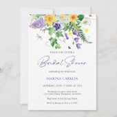 Invitation Fête des mariées Fleur sauvage aquarelle (Devant)