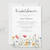 Invitation Fête des mariées Fleur sauvage aquarelle (Devant)