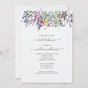 Invitation Fête des mariées fleur sauvage aquarelle