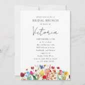 Invitation Fête des mariées Fleur sauvage aquarelle (Devant)