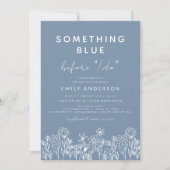 Invitation Fête des mariées Fleur sauvage bleu (Devant)