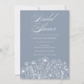 Invitation Fête des mariées Fleur sauvage bleu (Devant)