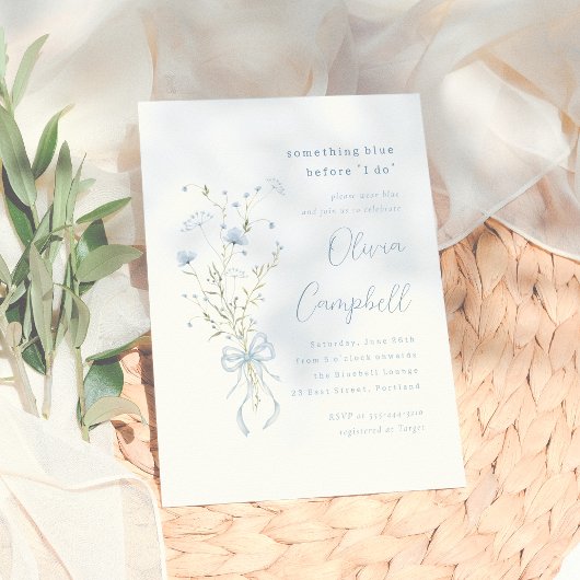 Invitation Fête des mariées Fleur sauvage bleu