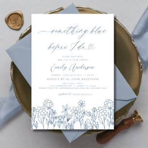 Invitation Fête des mariées Fleur sauvage bleu