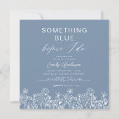 Invitation Fête des mariées Fleur sauvage bleu (Devant)