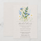 Invitation Fête des mariées Fleur sauvage bleu Daisy été (Devant / Derrière)