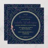 Invitation Fête des mariées | Fleur sauvage bleu de minuit (Devant / Derrière)