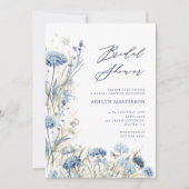 Invitation Fête des mariées Fleur sauvage bleu Dus (Devant)