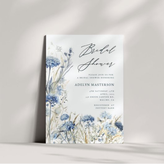 Invitation Fête des mariées Fleur sauvage bleu Dus