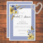 Invitation Fête des mariées Fleur sauvage bleu et jaune rusti