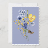 Invitation Fête des mariées Fleur sauvage bleu et jaune rusti (Dos)