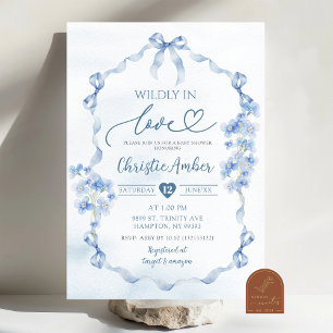 Invitation Fête des mariées Fleur sauvage Blue Bow Coquette
