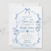 Invitation Fête des mariées Fleur sauvage Blue Bow Coquette (Devant)