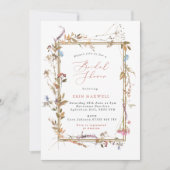 Invitation Fête des mariées Fleur sauvage Bohême Gold Frame (Devant)
