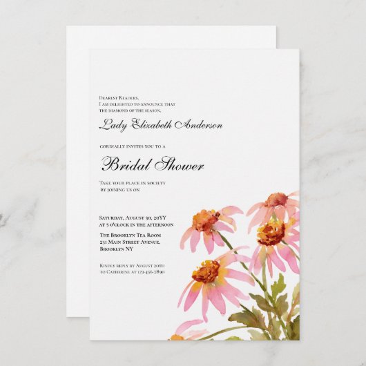 Invitation Fête des mariées Fleur sauvage Boho (Devant / Derrière)