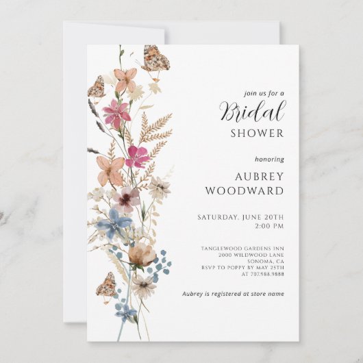 Invitation Fête des mariées Fleur sauvage Boho (Devant)