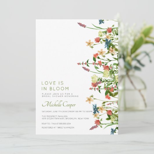 Invitation Fête des mariées Fleur sauvage Boho (Debout devant)