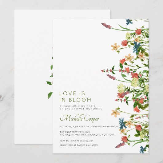 Invitation Fête des mariées Fleur sauvage Boho (Devant / Derrière)