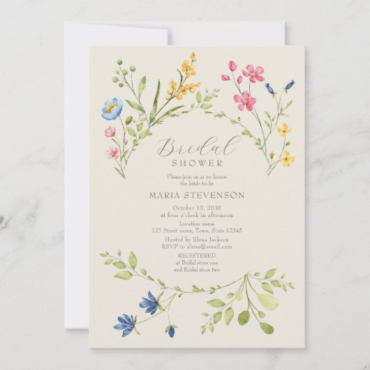 Invitation Fête des mariées fleur sauvage Boho (Devant)