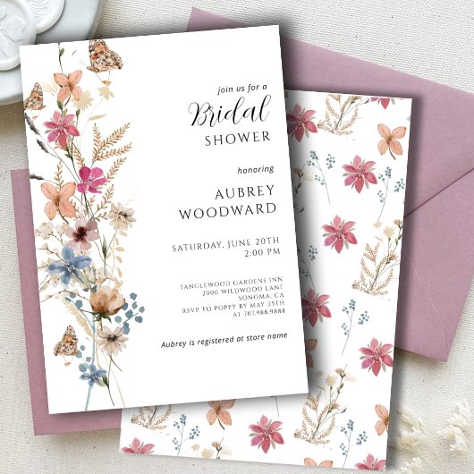 Invitation Fête des mariées Fleur sauvage Boho