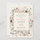 Invitation Fête des mariées Fleur sauvage Boho aquarelle (Devant)