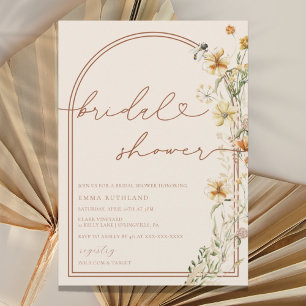 Invitation Fête des mariées Fleur sauvage Boho aquarelle