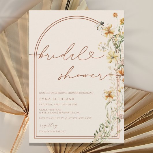 Invitation Fête des mariées Fleur sauvage Boho aquarelle