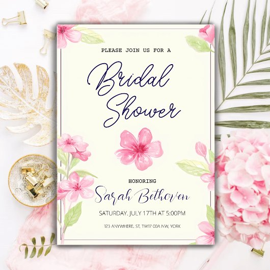 Invitation Fête des mariées Fleur sauvage Boho Chic Watercolo