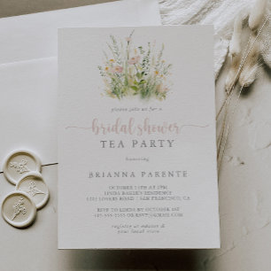 Invitation Fête des mariées Fleur sauvage Boho de verdure Tea
