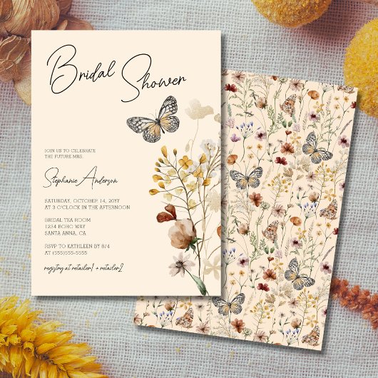 Invitation Fête des mariées Fleur sauvage Boho Fall