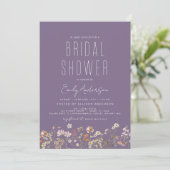 Invitation Fête des mariées Fleur sauvage Boho violet élégant (Debout devant)