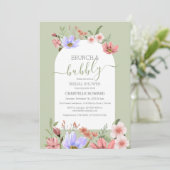 Invitation Fête des mariées Fleur sauvage Boho Watercolor (Debout devant)