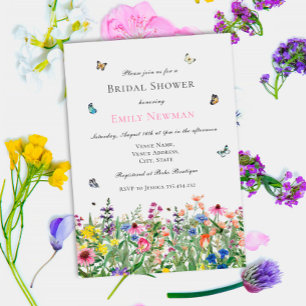 Invitation Fête des mariées Fleur sauvage Boho Watercolor
