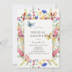 Invitation Fête des mariées fleur sauvage Bouquet & Papillon