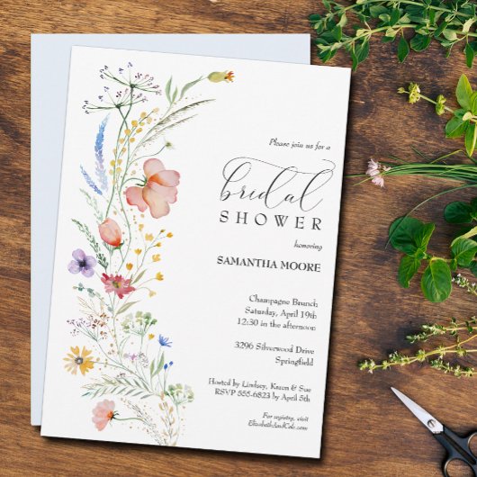 Invitation Fête des mariées Fleur sauvage chic