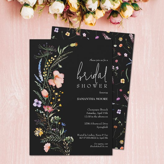 Invitation Fête des mariées Fleur sauvage chic